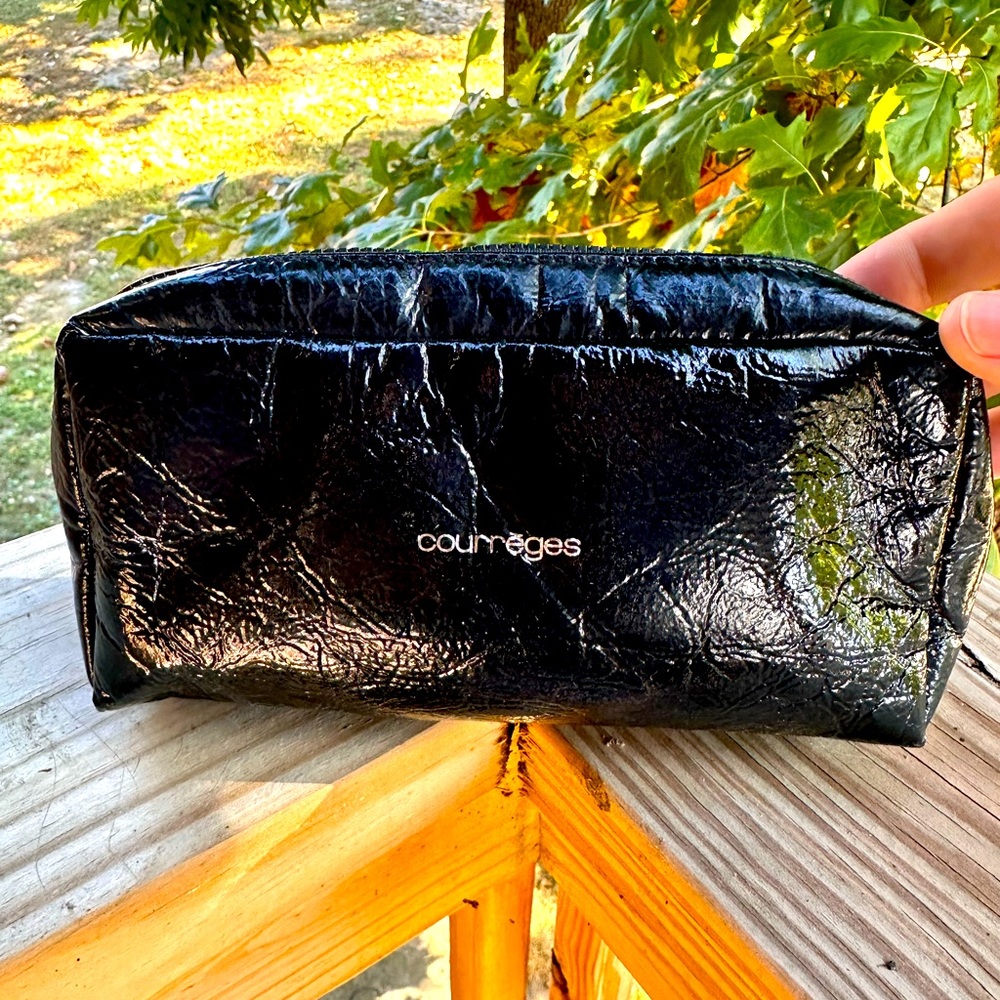 Leather Courreges cosmetic/toiletry bag